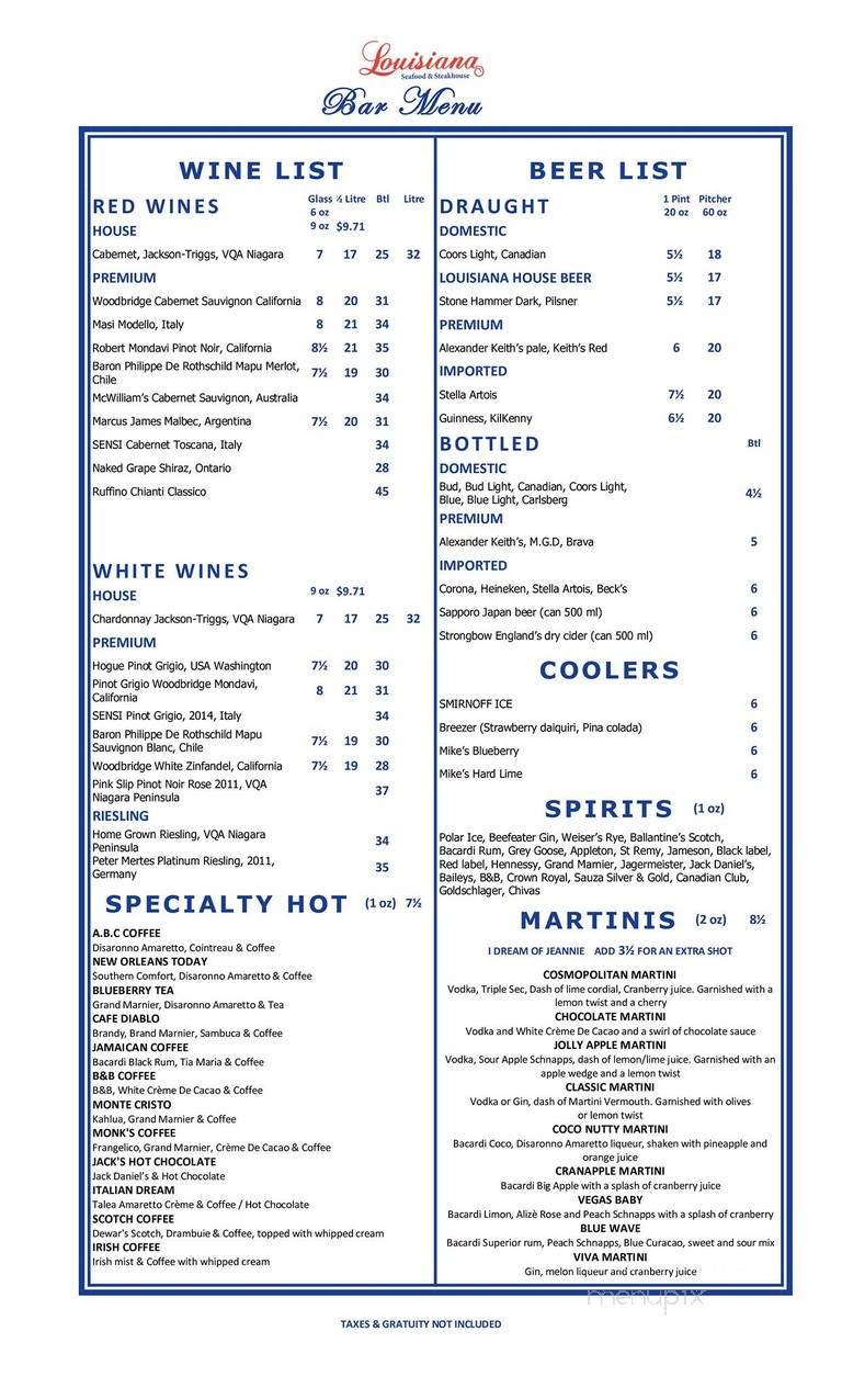 Louisiana Seafood Kitchen & Oyster Bar - Brampton, ON menu_pic