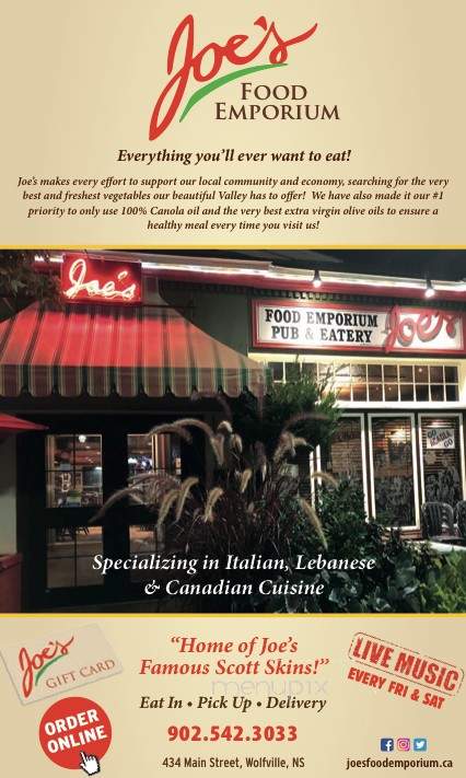 Joe's Food Emporium - Wolfville, NS menu_pic