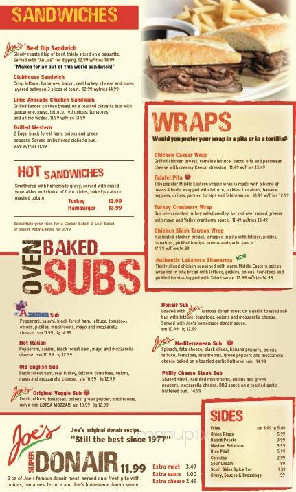 Joe's Food Emporium - Wolfville, NS menu_pic