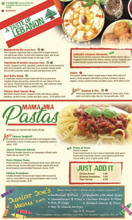Joe's Food Emporium - Wolfville, NS menu_pic