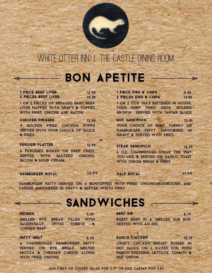 White Otter Inn - Atikokan, ON menu_pic