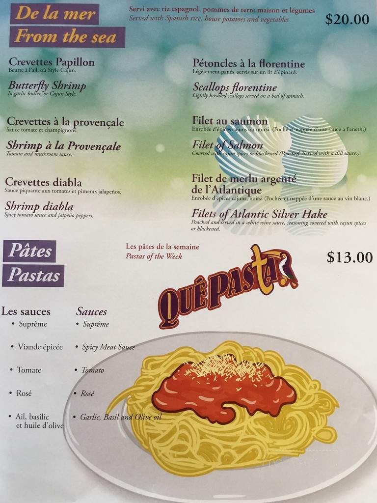 Restaurant Que Pasa - Ormstown, QC menu_pic