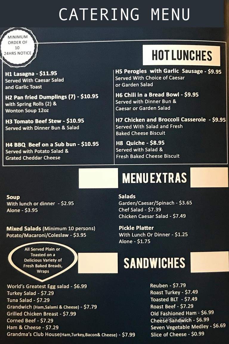 Grandma Lee's Bakery & Eating Place - Saskatoon, SK menu_pic