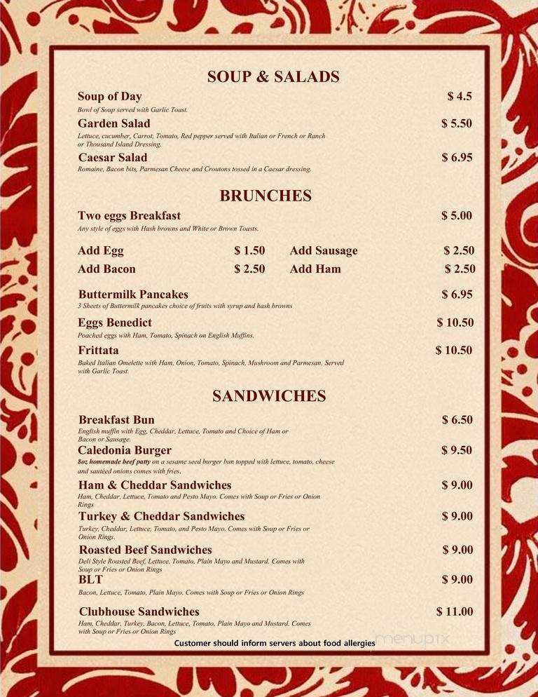 Caledonia Motor Inn - Viking, AB menu_pic