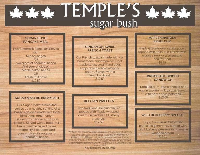 Temple's Sugar Camp Restaurant - Lanark, ON