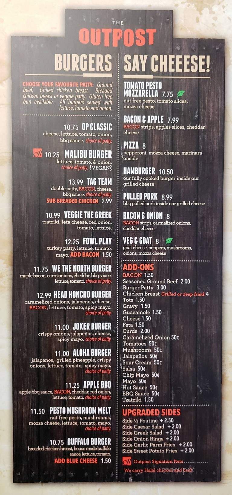 The Outpost - Thunder Bay, ON menu_pic