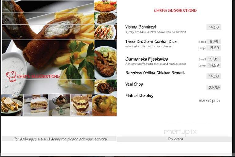 Three Brothers Restaurant - Etobicoke, ON menu_pic