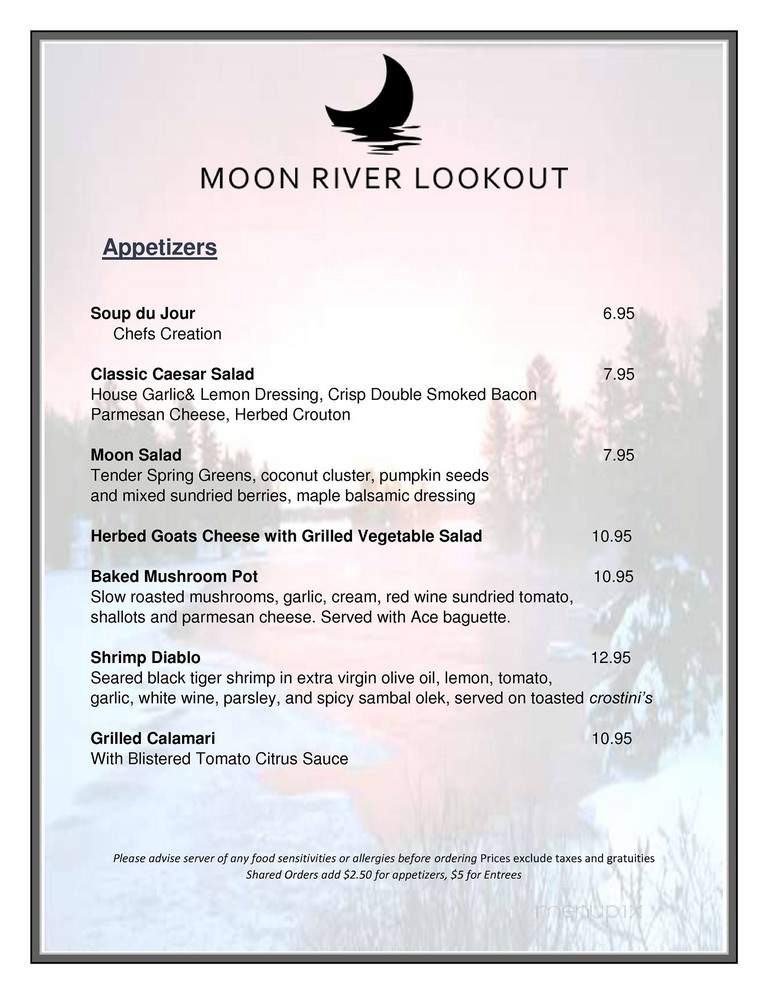 The Moon River Lookout - Muskoka Lakes, ON menu_pic