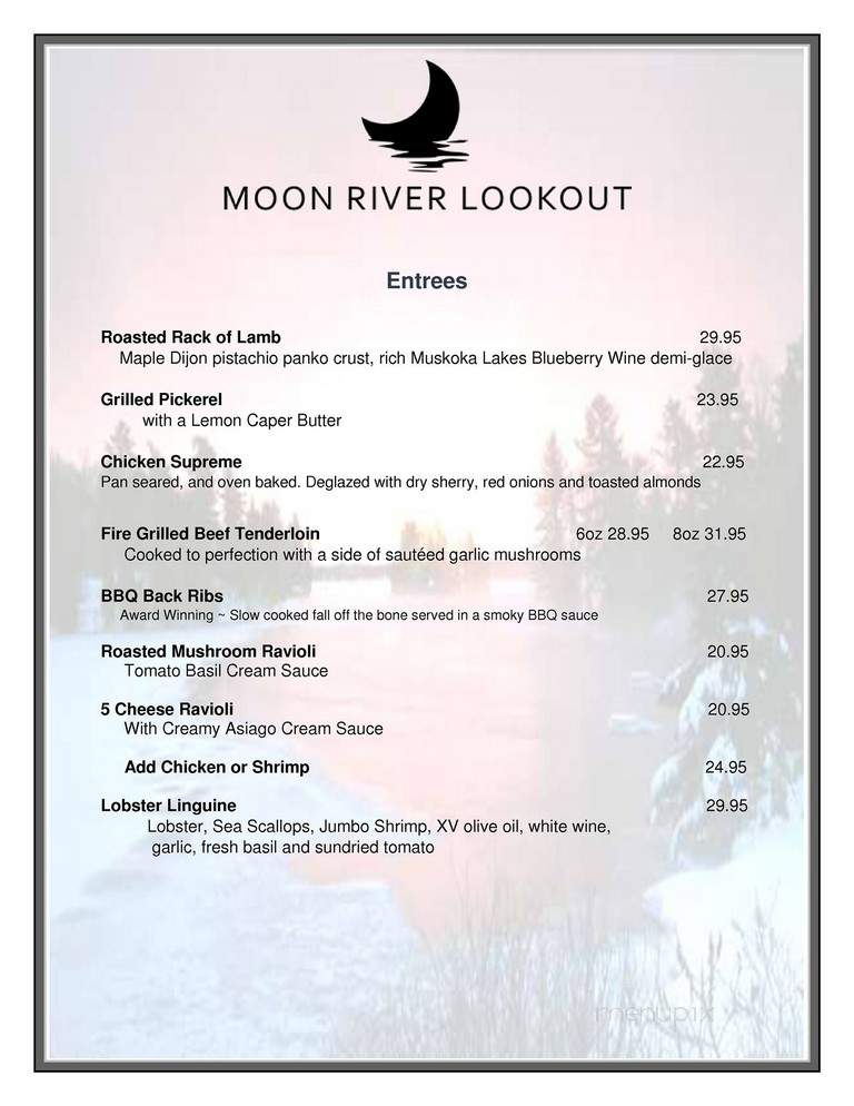 The Moon River Lookout - Muskoka Lakes, ON menu_pic