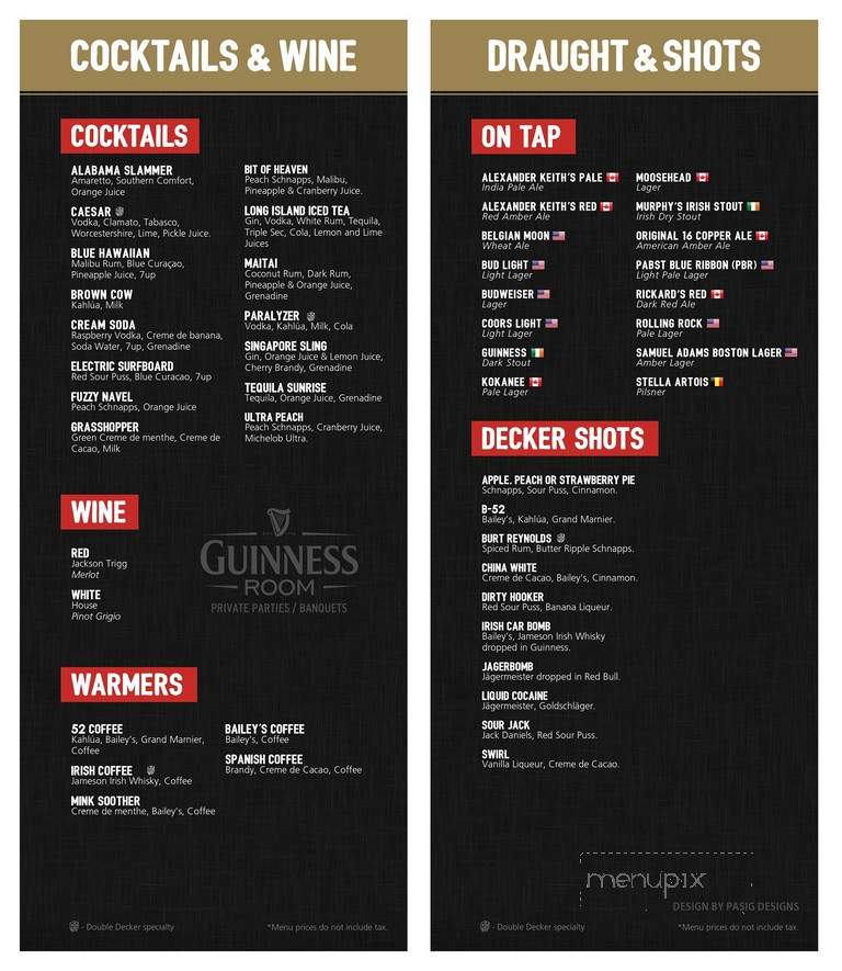 Double Decker Tavern & Restaurant - Brandon, MB menu_pic