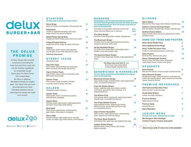 Deluxe Burger Bar - Edmonton, AB menu_pic
