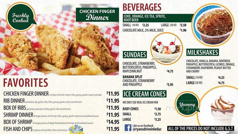 Ryan's Drive In - Edmonton, AB menu_pic