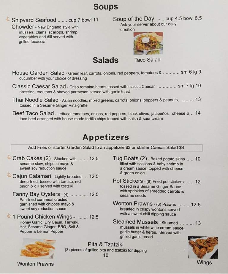 Shipyard Resturant and Pub - North Cowichan, BC menu_pic