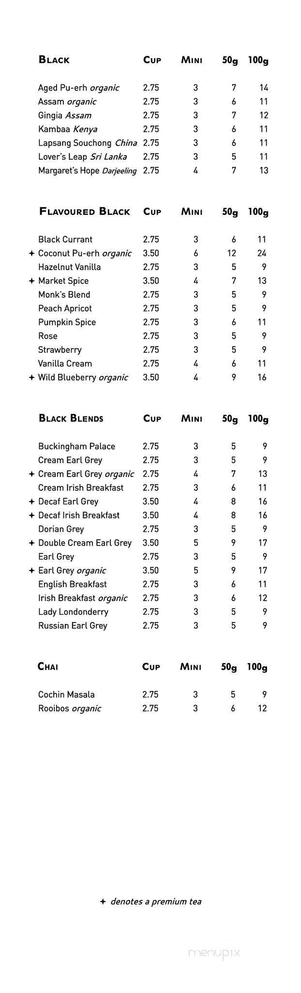 Great Wall Tea Company - New Westminster, BC menu_pic