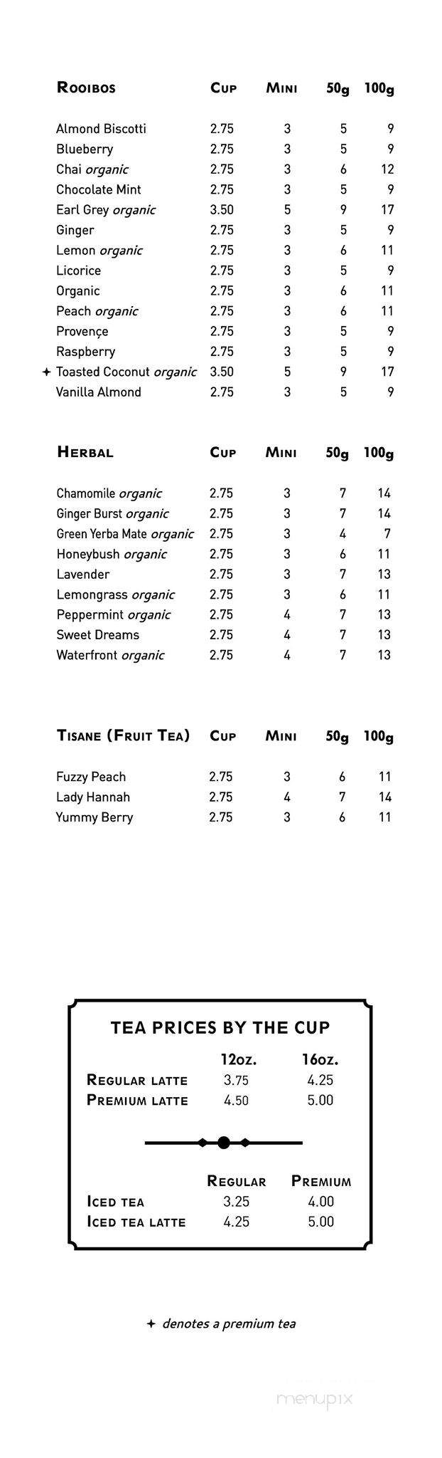 Great Wall Tea Company - New Westminster, BC menu_pic