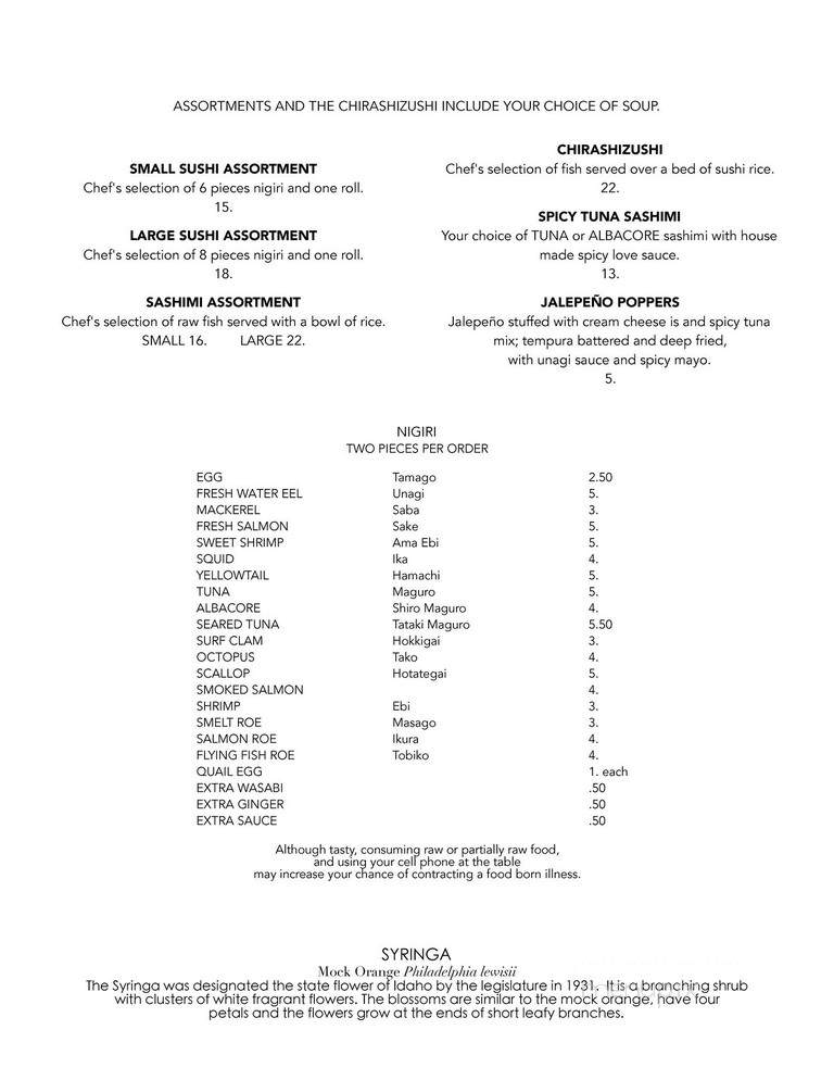 Syringa Japanese Cafe & Sushi - Coeur D'Alene, ID menu_pic