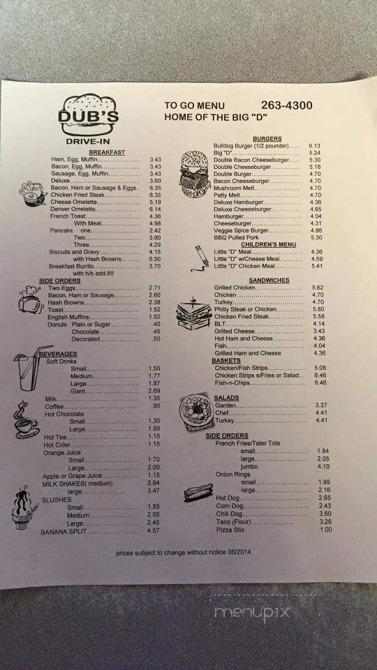 Dub's Drive-In - Sandpoint, ID menu_pic