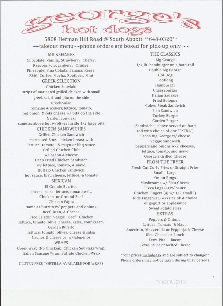George's Hotdogs - Chicago, IL menu_pic