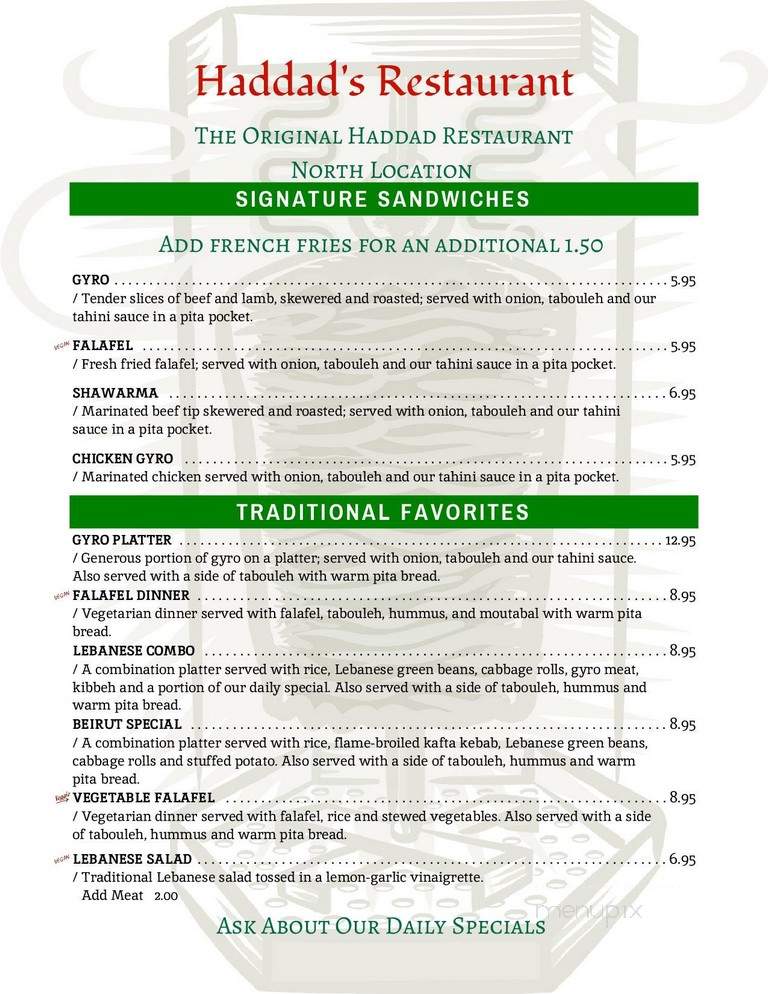 Haddad Restaurant - Peoria, IL menu_pic