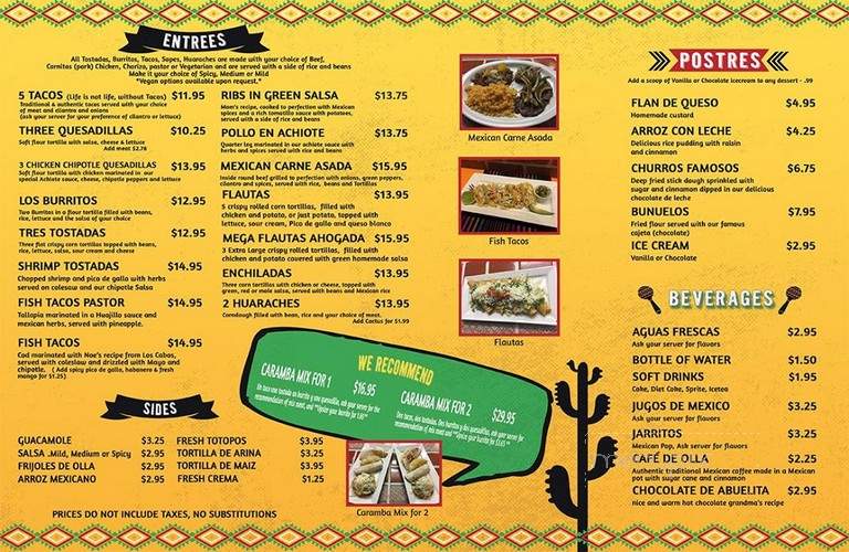 Hay Caramba Restaurant - Park Ridge, IL menu_pic
