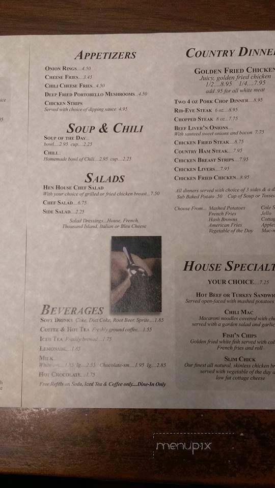 Hen House Restaurant - Mitchell, IL menu_pic