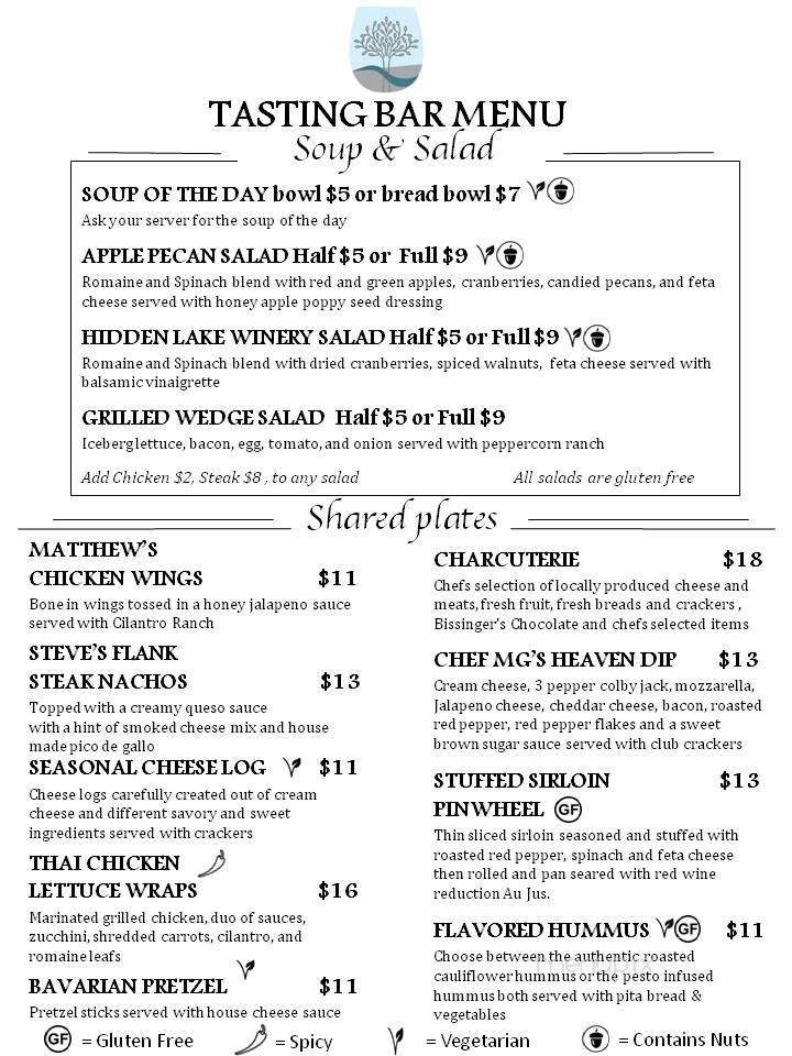 Hidden Lake Winery - Aviston, IL menu_pic