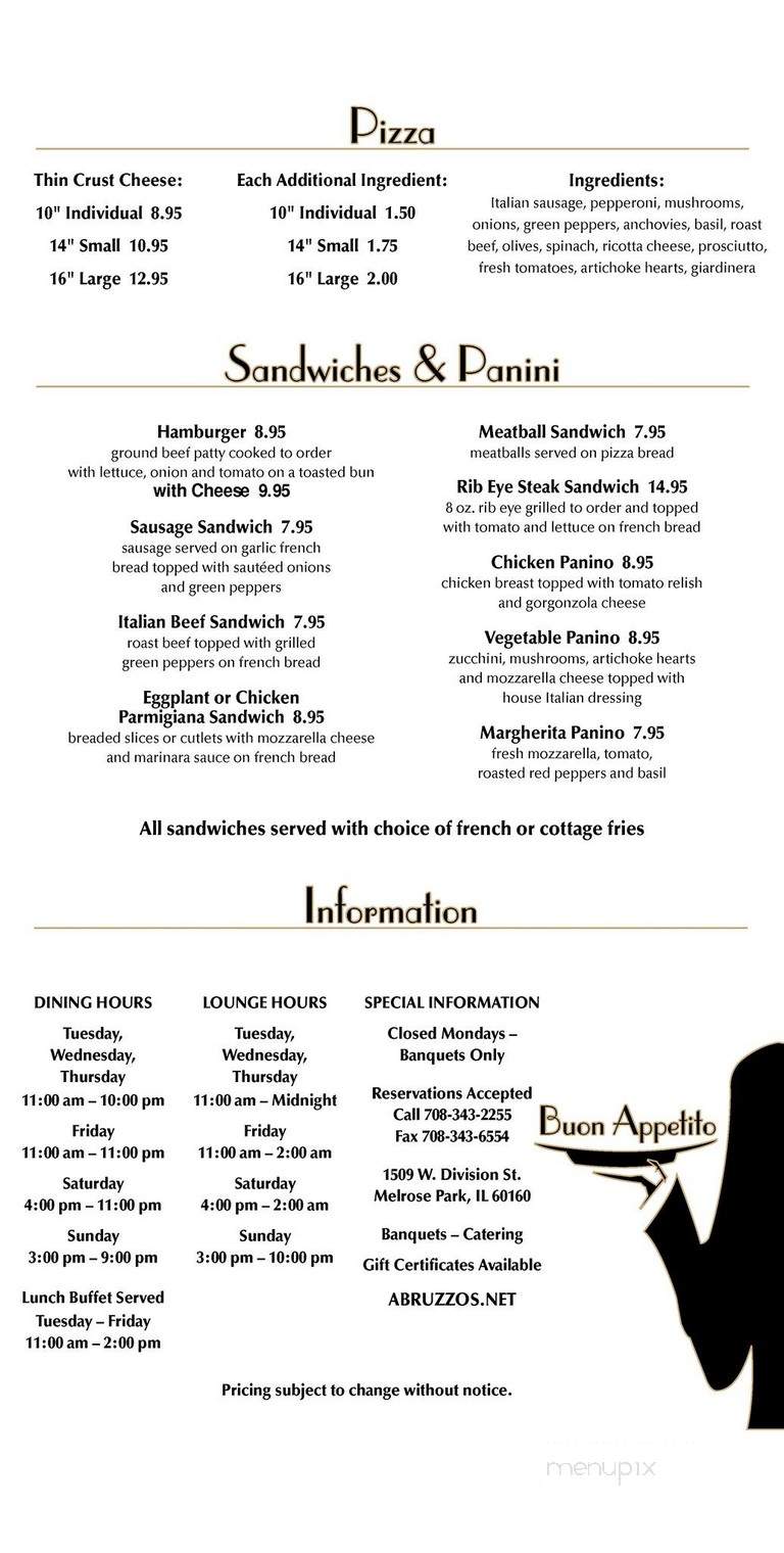 Abruzzo's Italian Restaurant - Melrose Park, IL menu_pic
