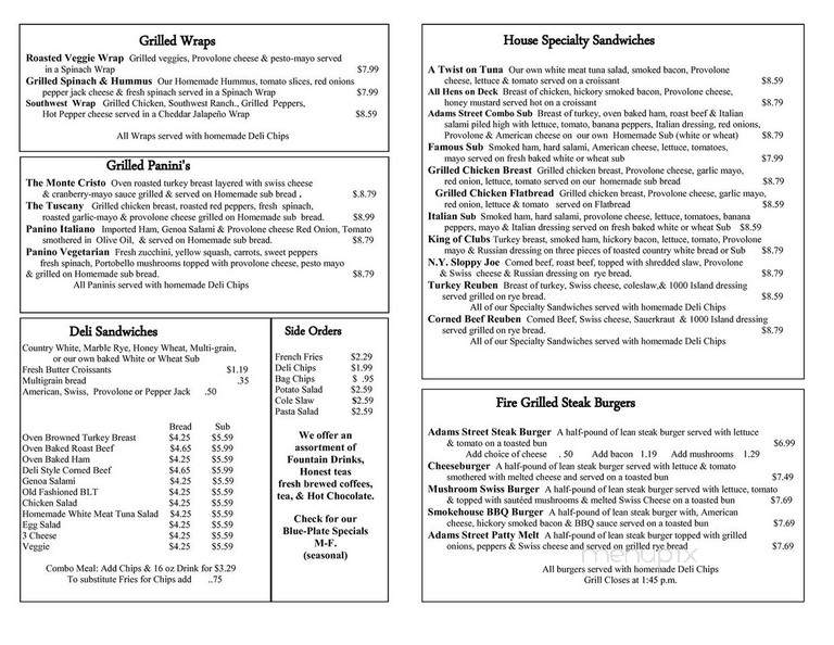 Adam's Street Cafe - Peoria, IL menu_pic
