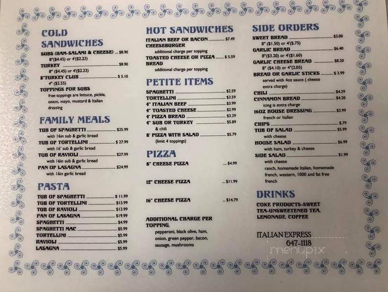 Italian Express - Canton, IL menu_pic
