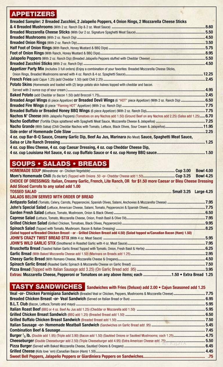 John's Restaurant & Lounge - Chicago, IL menu_pic