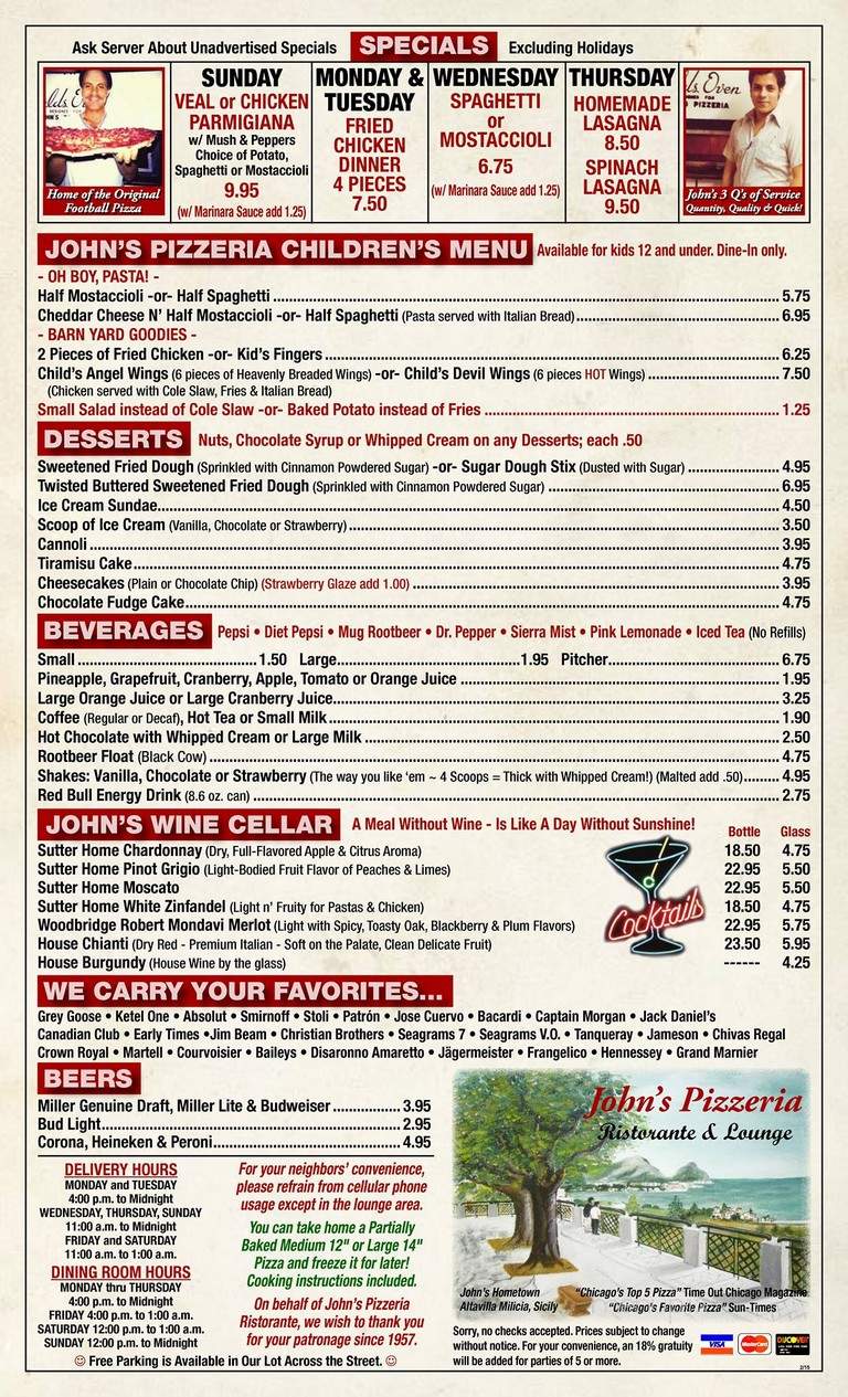 John's Restaurant & Lounge - Chicago, IL menu_pic