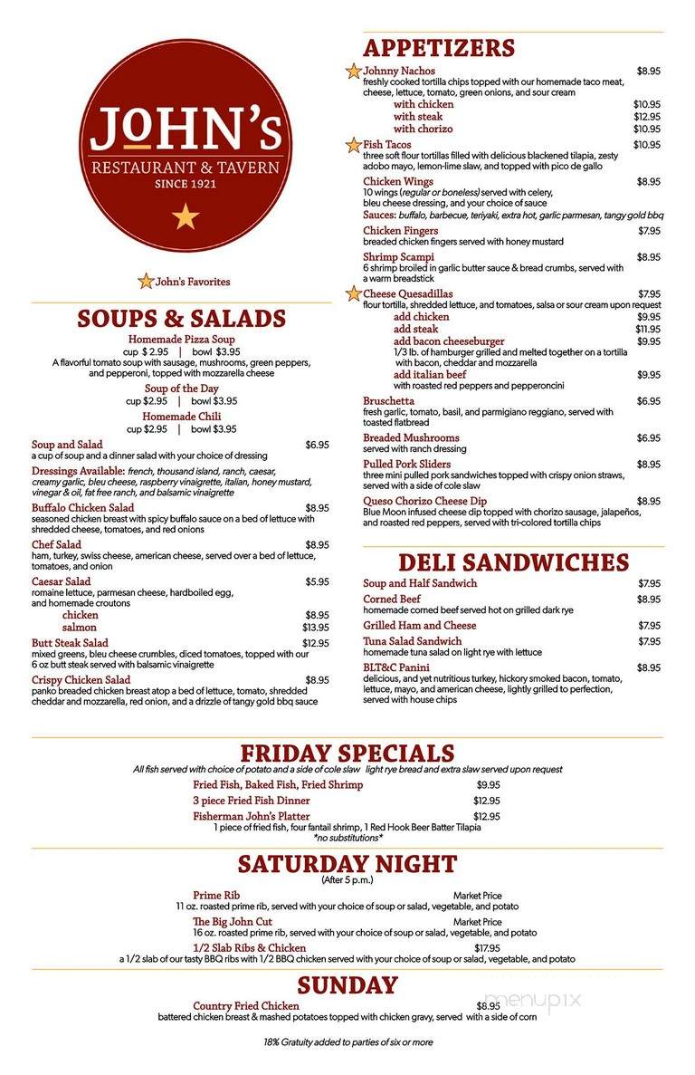 John's Restaurant & Tavern - Winfield, IL menu_pic