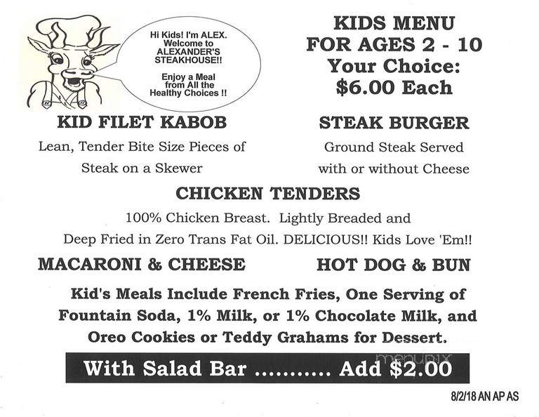 Alexander's Steakhouse - Peoria, IL menu_pic