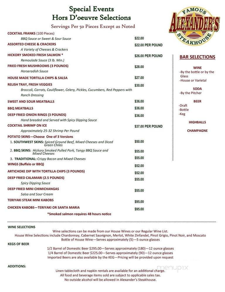 Alexander's Steakhouse - Peoria, IL menu_pic