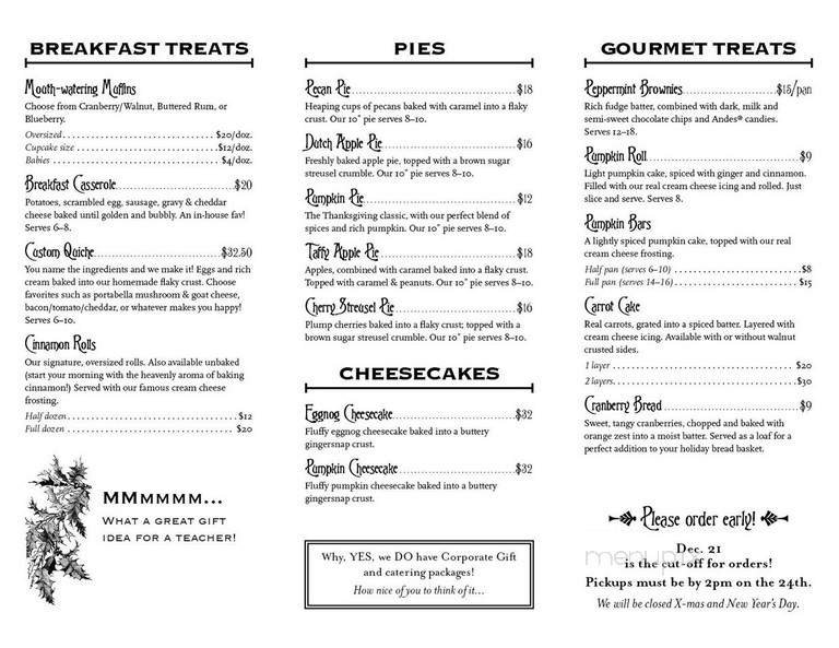 Kelley Bakery &cafe - Bloomington, IL menu_pic