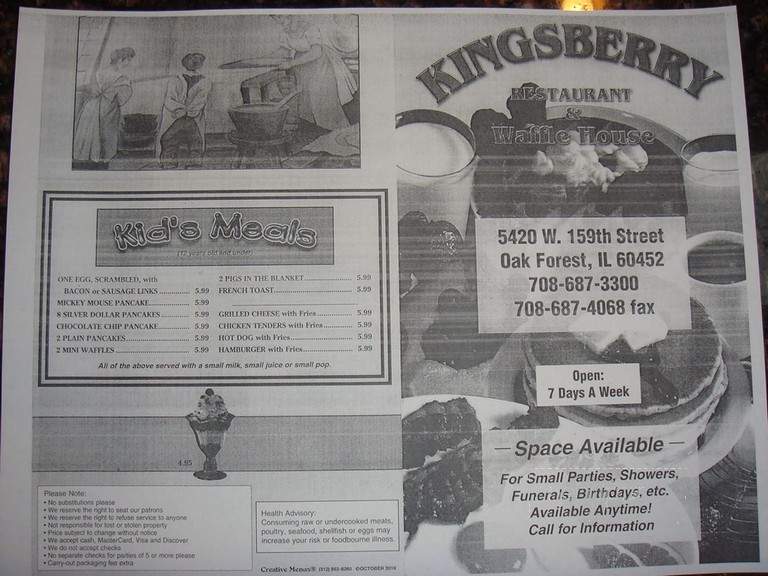 Kingsberry Waffle House - Flossmoor, IL menu_pic