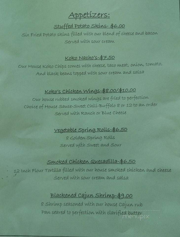 Kokopelli Golf Club - Marion, IL menu_pic