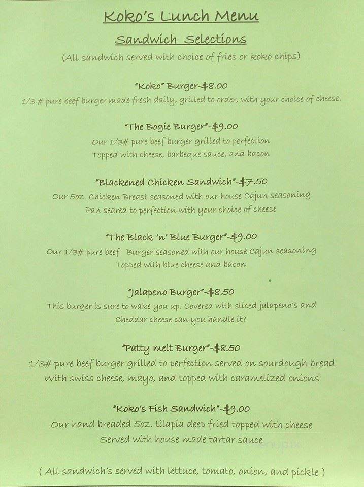 Kokopelli Golf Club - Marion, IL menu_pic
