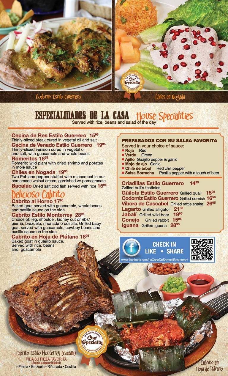 La Casa De Samuel - Chicago, IL menu_pic