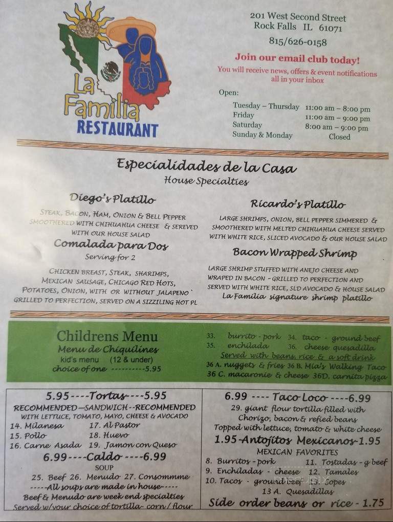 La Familia - Rock Falls, IL menu_pic