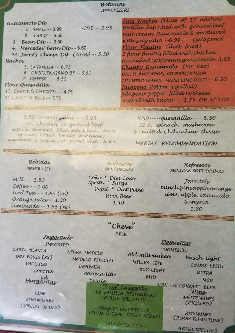 La Familia - Rock Falls, IL menu_pic