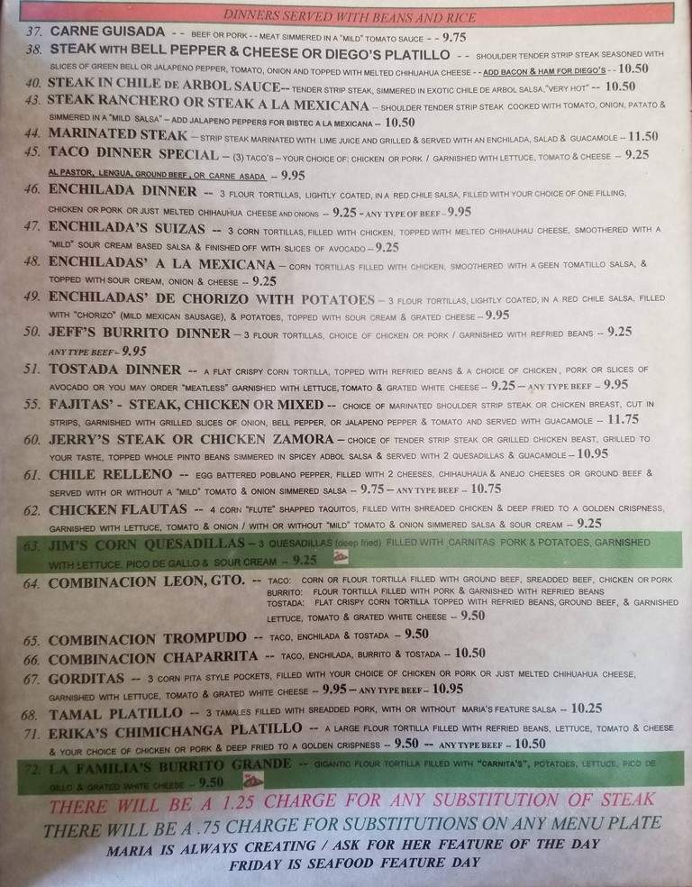La Familia - Rock Falls, IL menu_pic