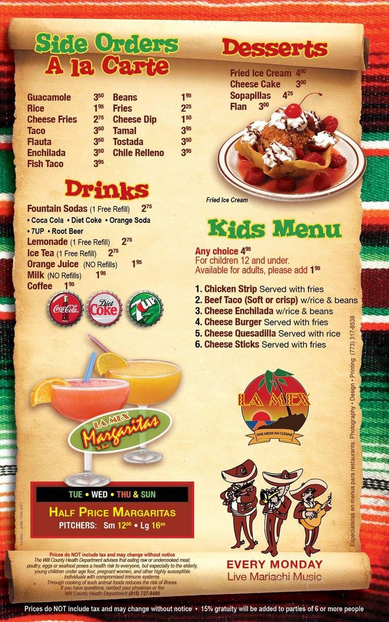 La Mex - Joliet, IL menu_pic