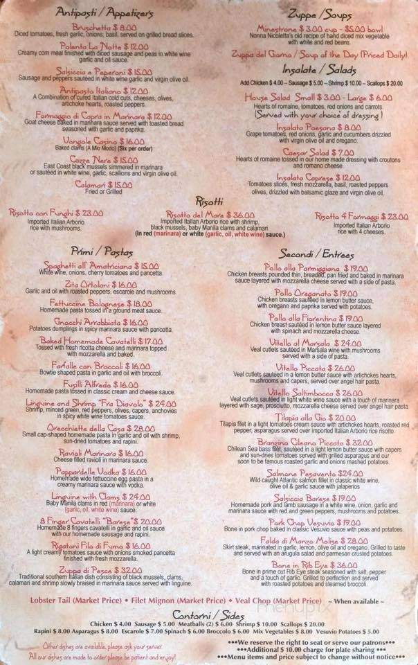 La Notte Ristorante Italiano - Berwyn, IL menu_pic