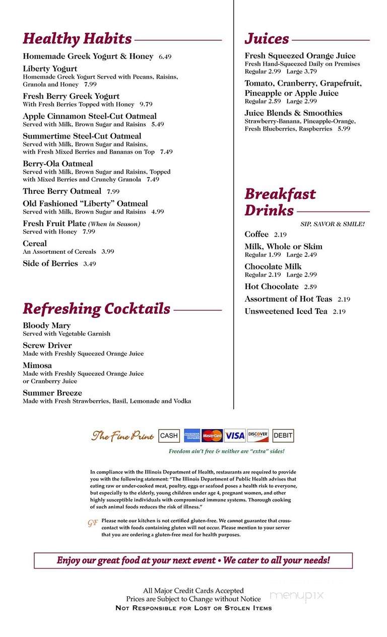 Liberty Restaurant - Libertyville, IL menu_pic