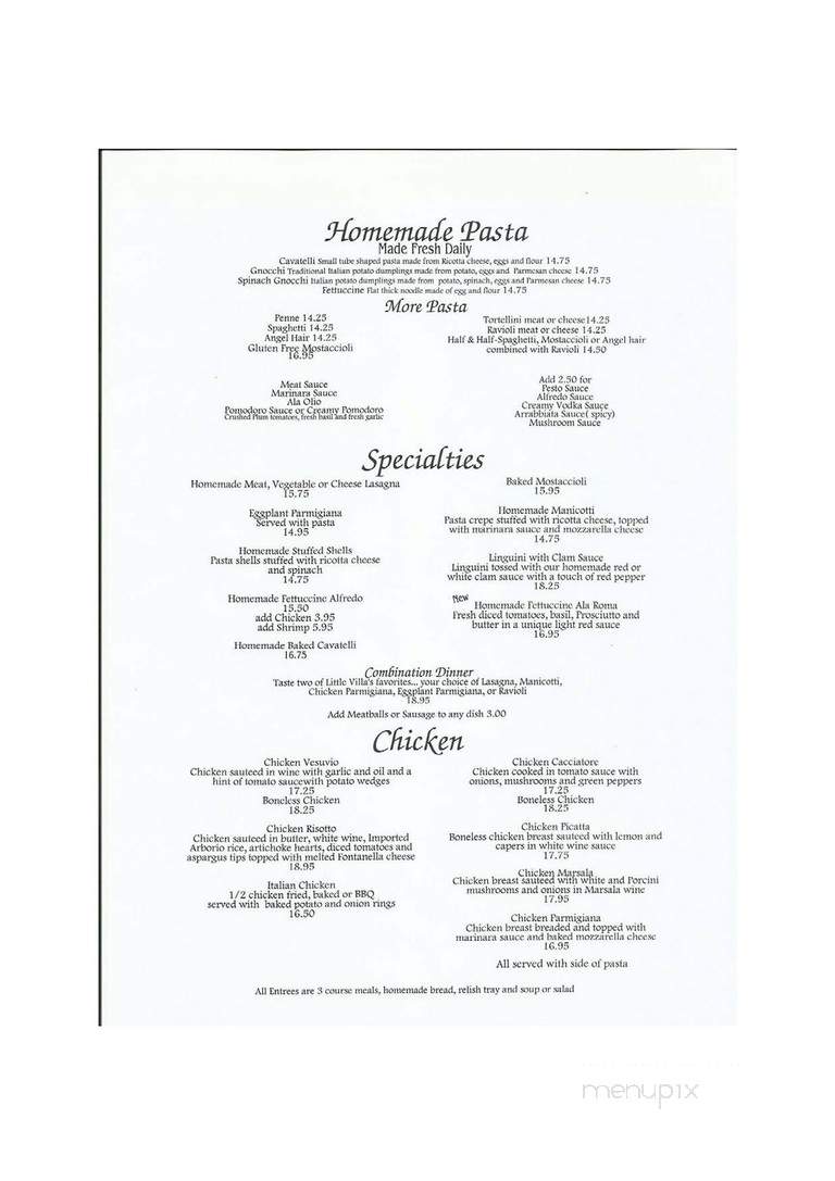 Little Villa Restaurant - Des Plaines, IL menu_pic