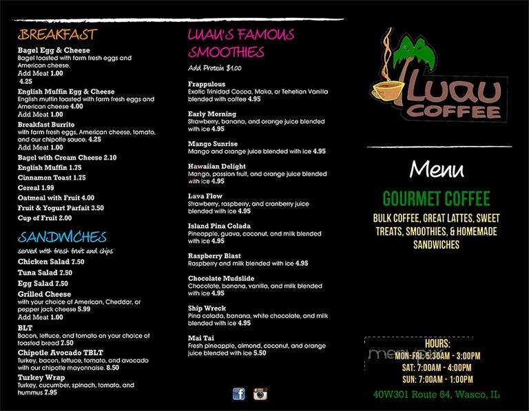 Luau Coffee - Saint Charles, IL menu_pic