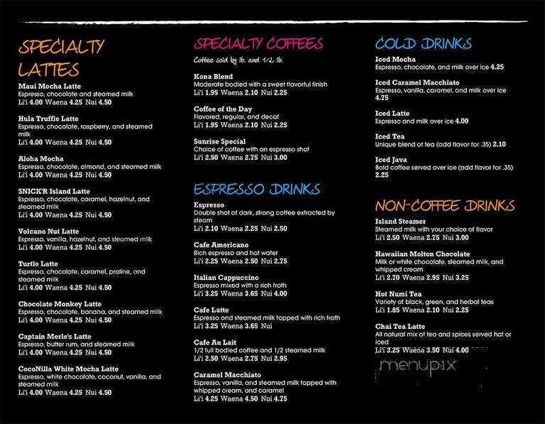 Luau Coffee - Saint Charles, IL menu_pic