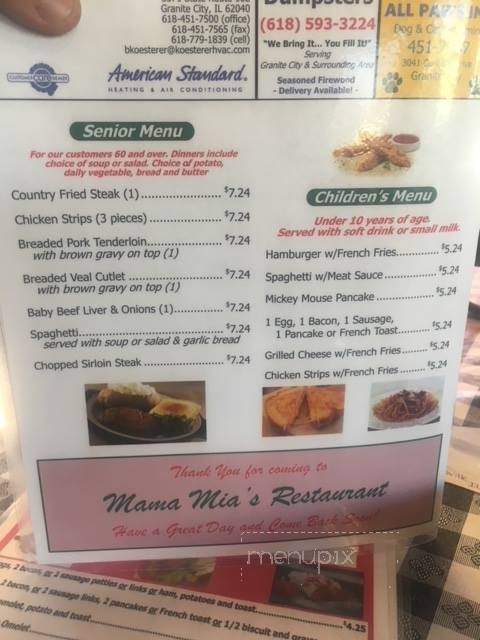 Mama Mia's Italian Restaurant - Granite City, IL menu_pic