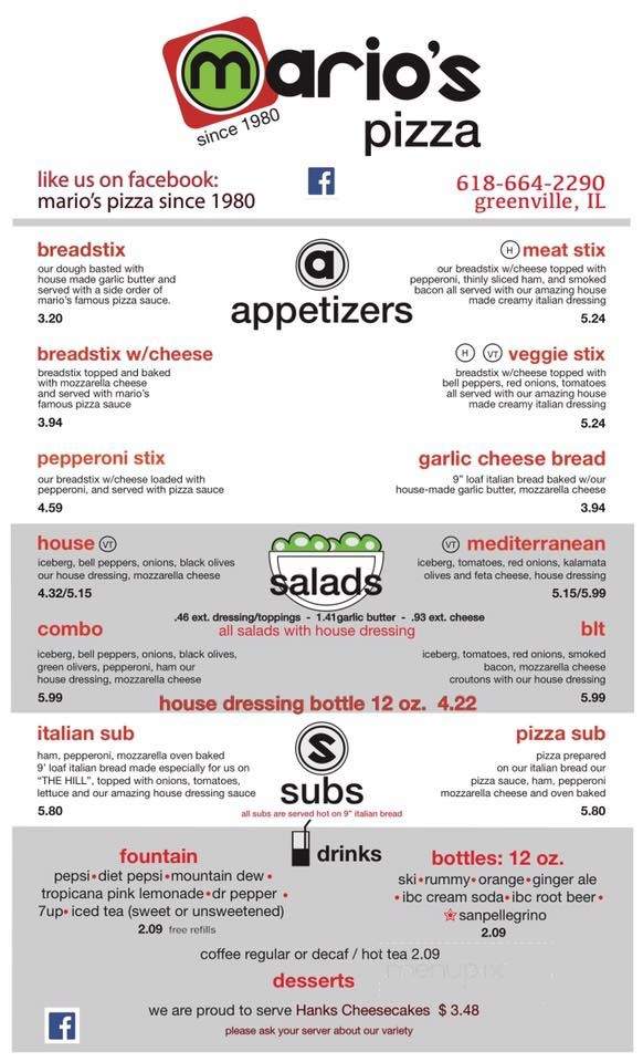 Mario's Pizza - Greenville, IL menu_pic